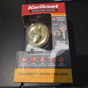 New-OB | Deadbolt Keyed One Side Polished Brass